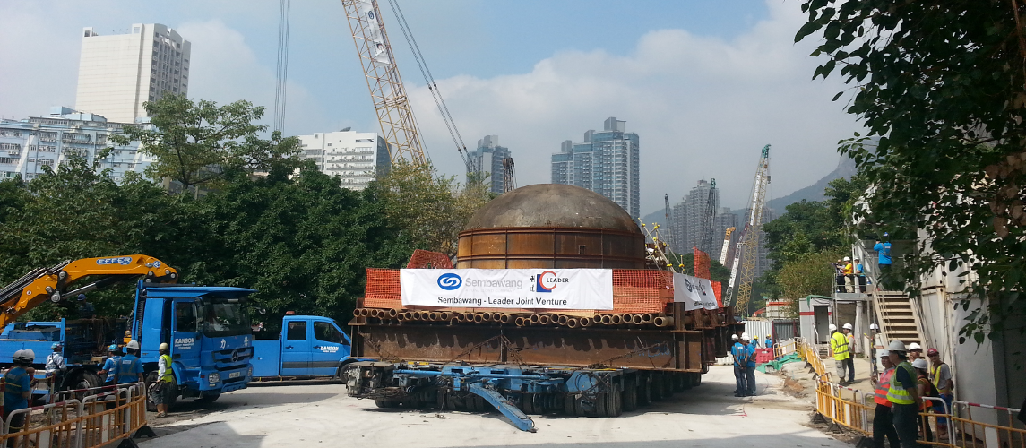 Überwachung eines historischen Gebäudes während dessen Verschiebung, Hong Kong
